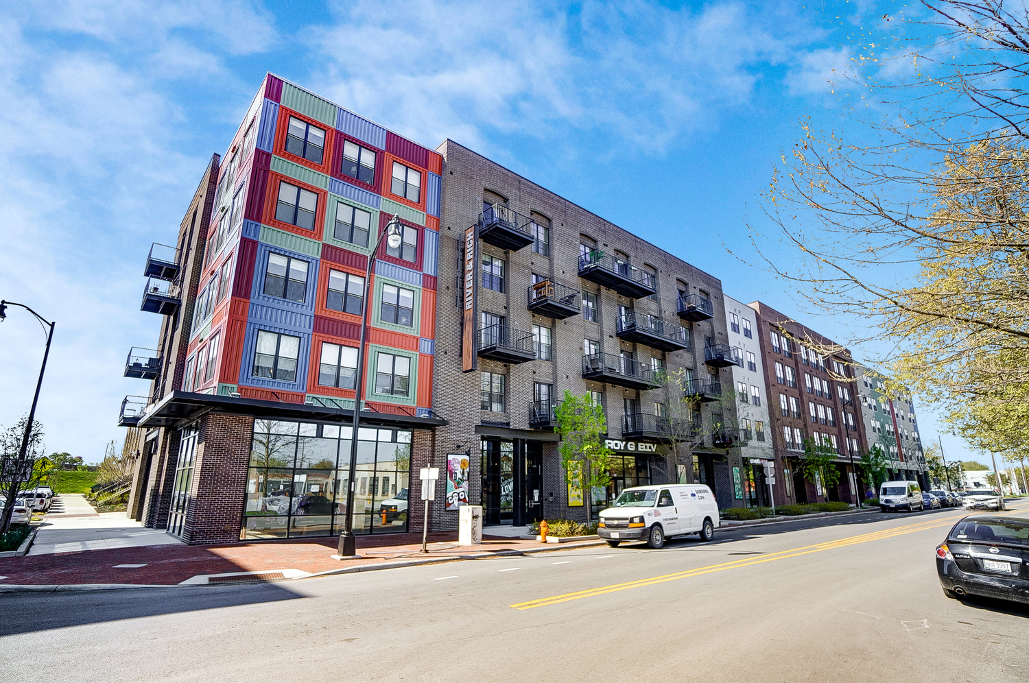 Exterior of the building of a furnished apartment in downtown Columbus