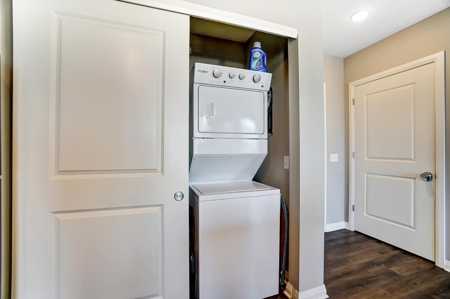 Washer and dryer in a furnished apartment in downtown columbus