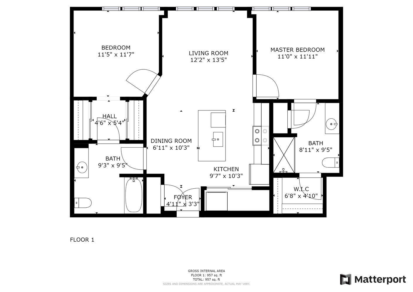 The floorpan of a furnished apartment in Downtown Columbus