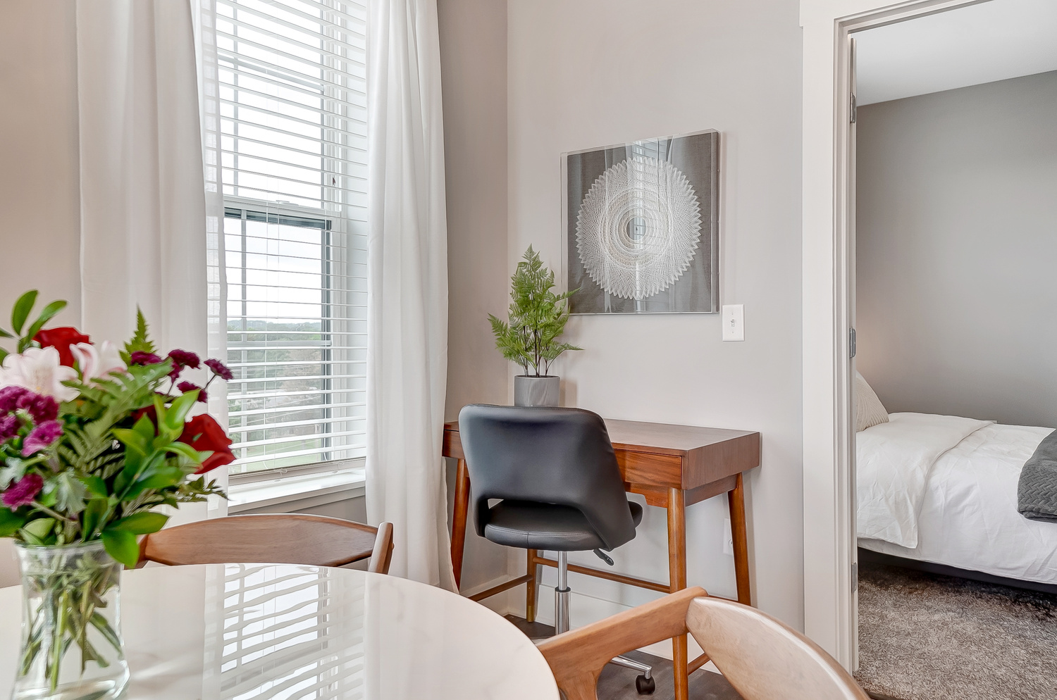 Desk and desk chair in a 2 bedroom apartment near OSU