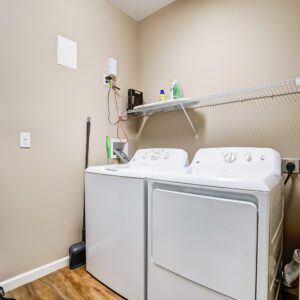 A full-size washer and dryer in a furnished apartment in Hilliard Ohio